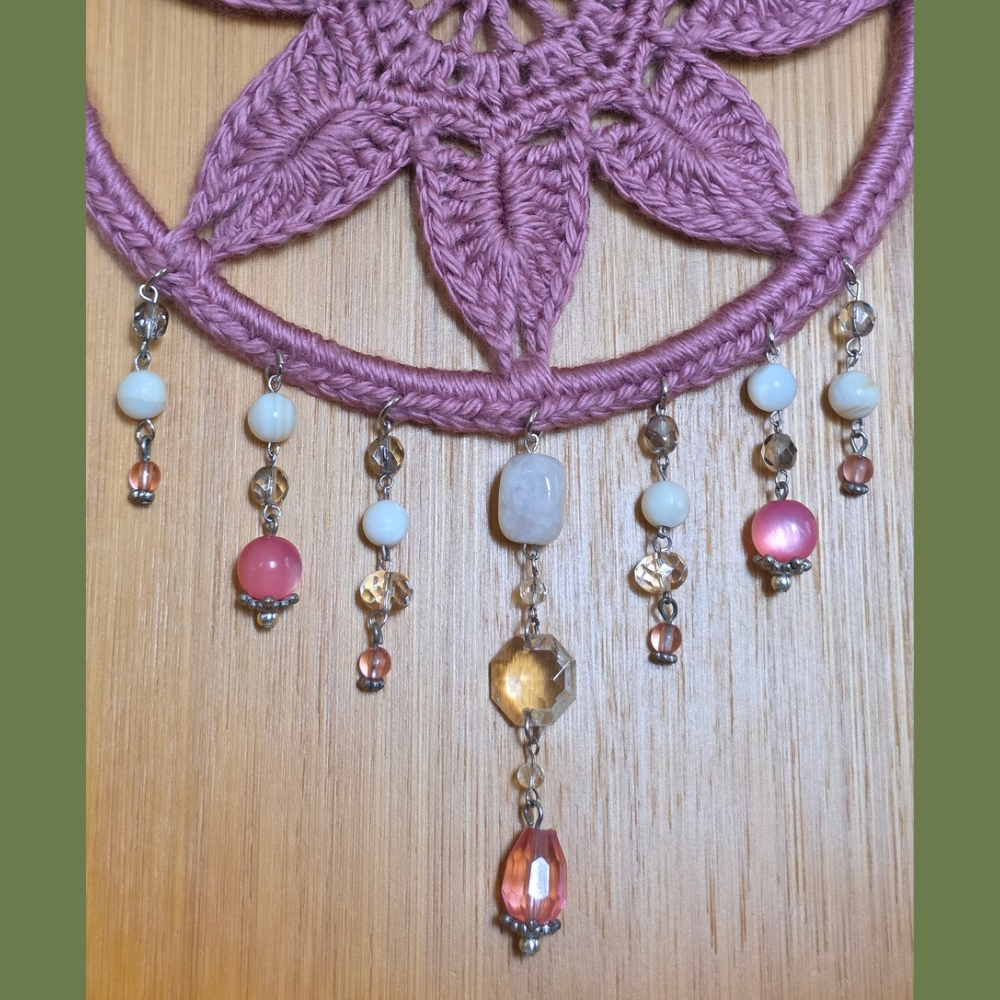 One-of-a-Kind Crochet Flower Suncatcher | Repurposed Jewelry