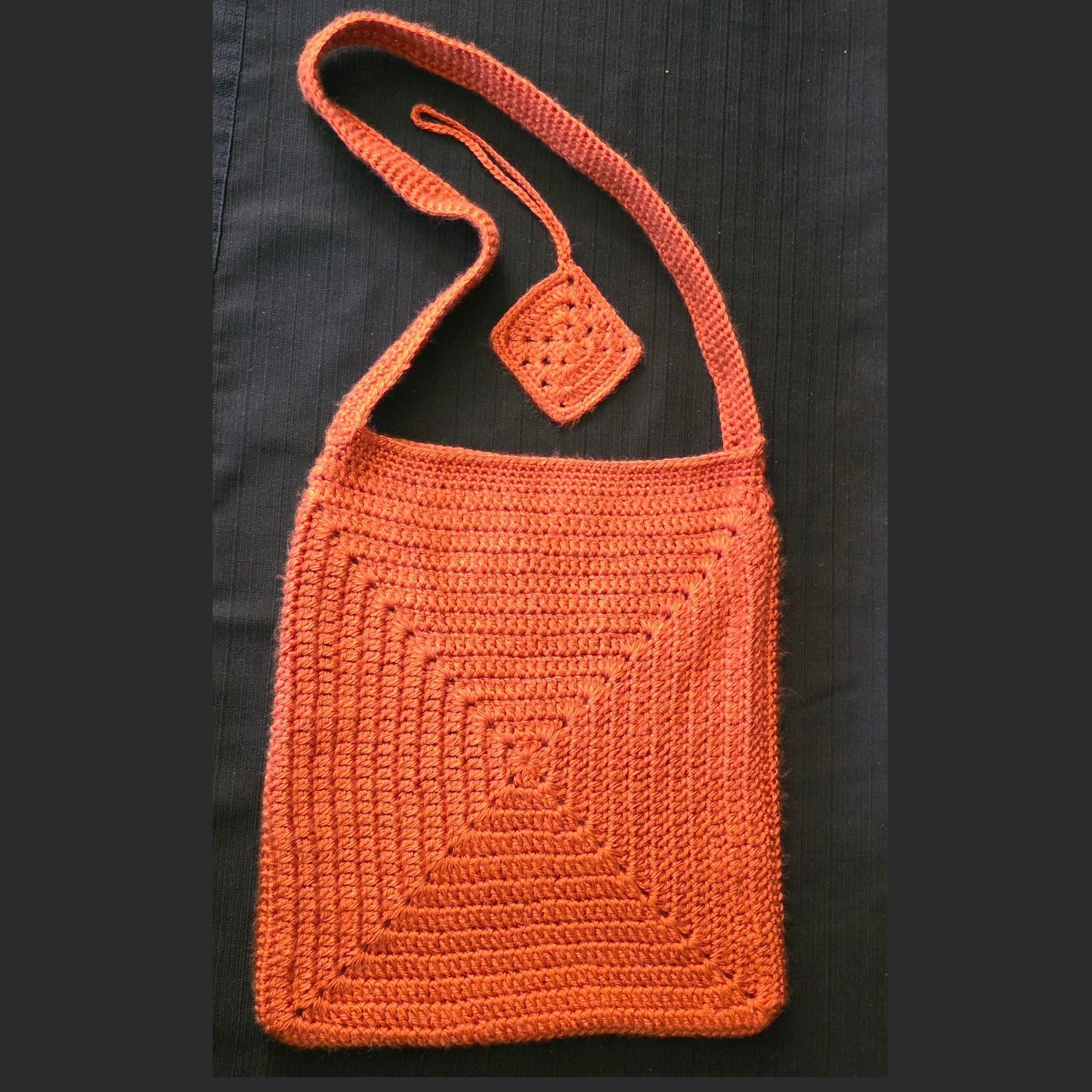 Crochet Shoulder Market Bag with Removable Charm