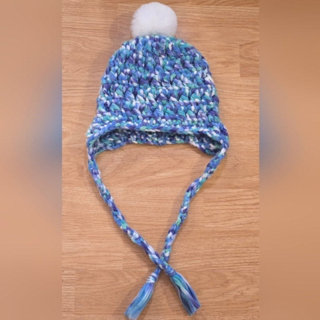 Crochet Toddler Hat with Faux Fur Pom Pom