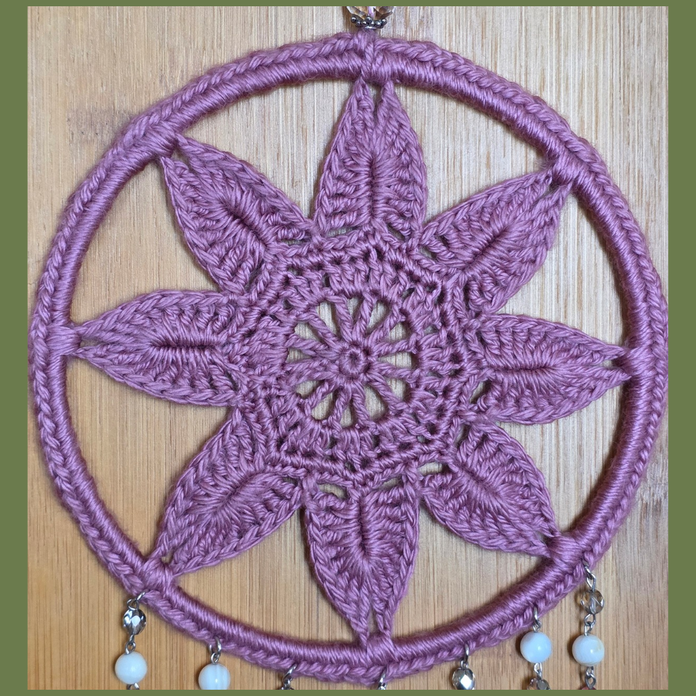 One-of-a-Kind Crochet Flower Suncatcher | Repurposed Jewelry