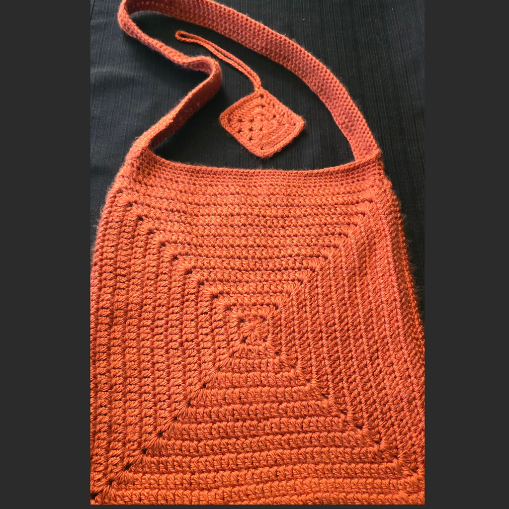 Crochet Shoulder Market Bag with Removable Charm
