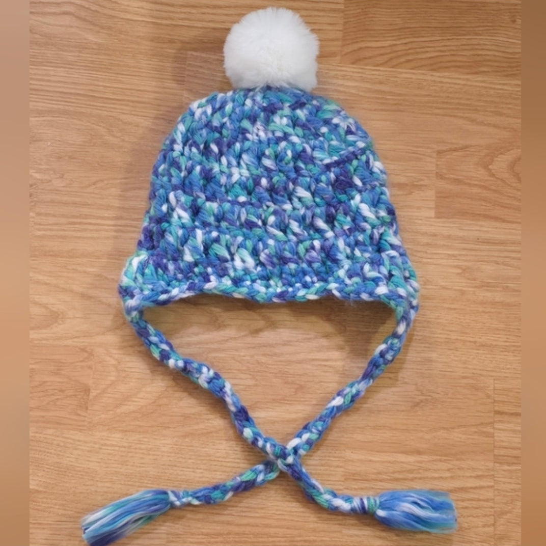 Crochet Toddler Hat with Faux Fur Pom Pom