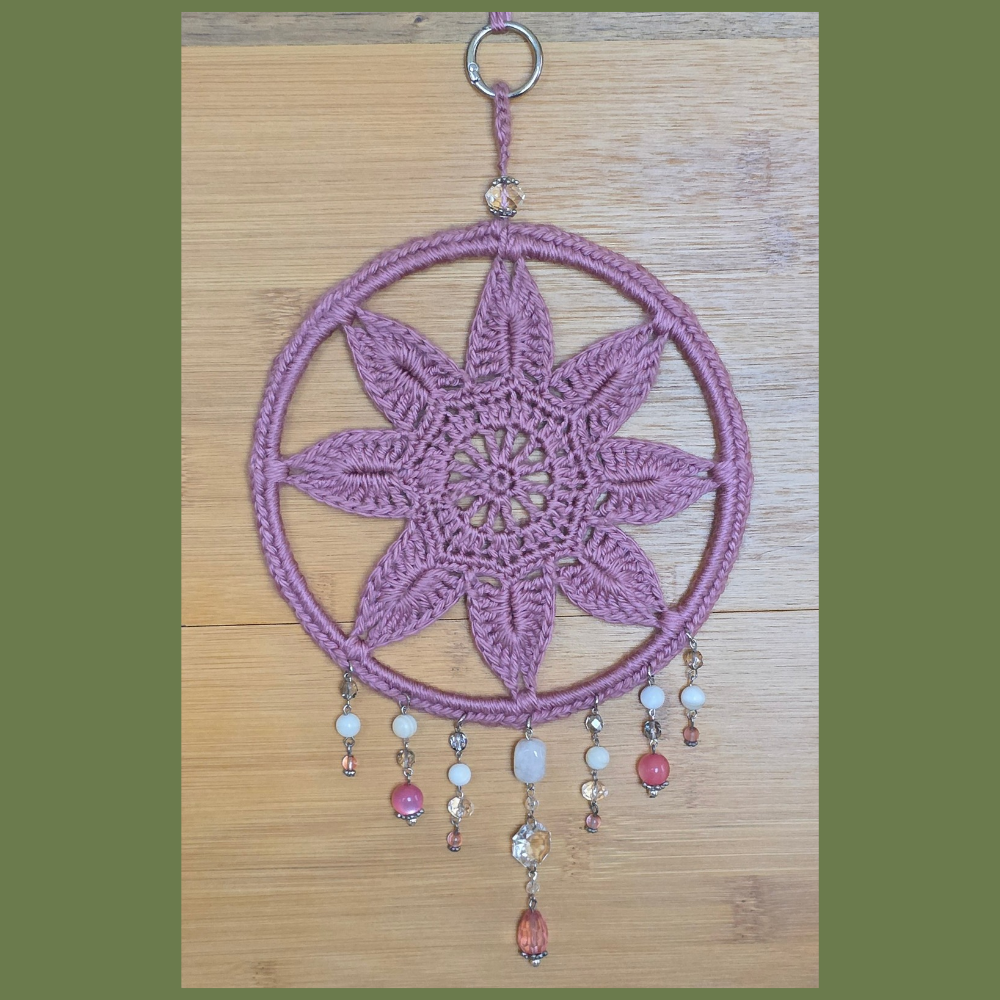One-of-a-Kind Crochet Flower Suncatcher | Repurposed Jewelry
