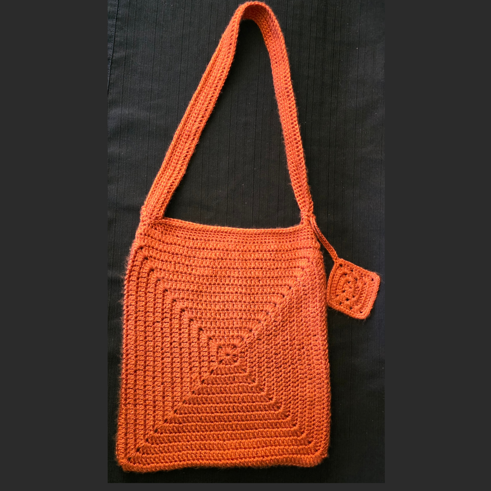 Crochet Shoulder Market Bag with Removable Charm