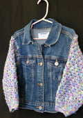 Upcycled Crochet Sleeve Jean Jacket - Kids Size 4/5